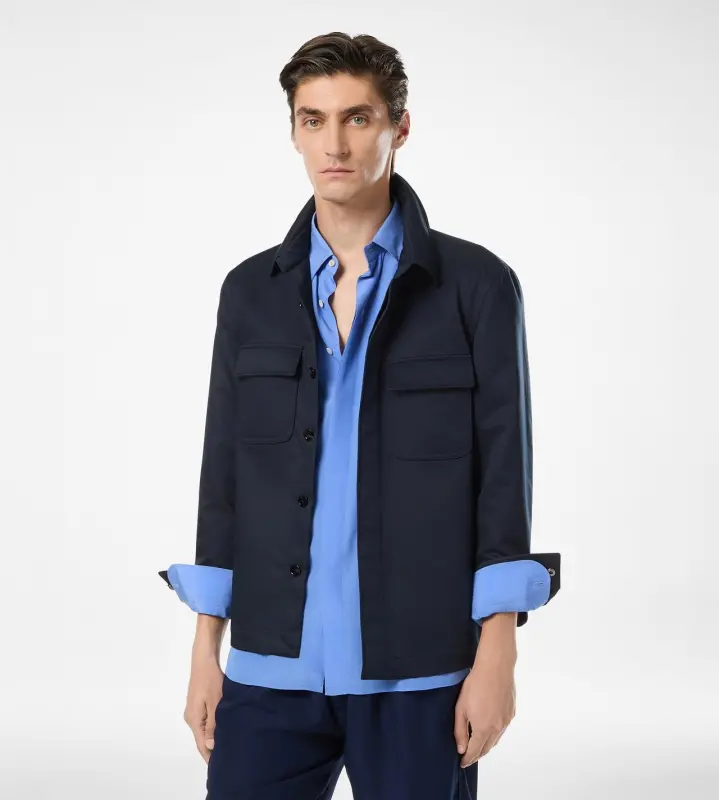 COTTON TWILL DOUBLE SPLITTABLE OVERSHIRT NAVY online
